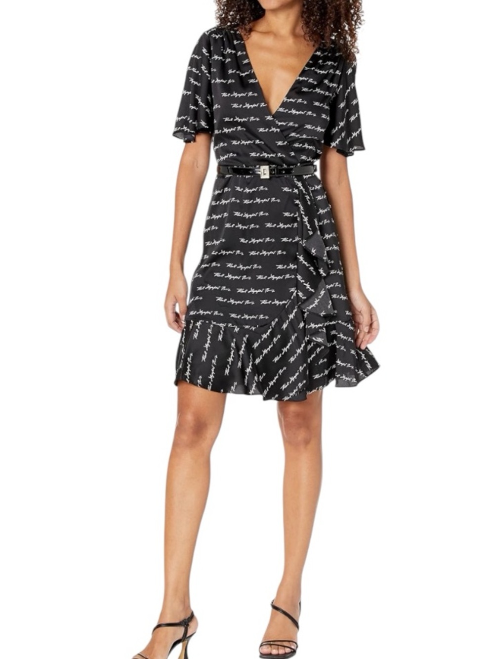 Karl Lagerfeld Black and White Script Dress